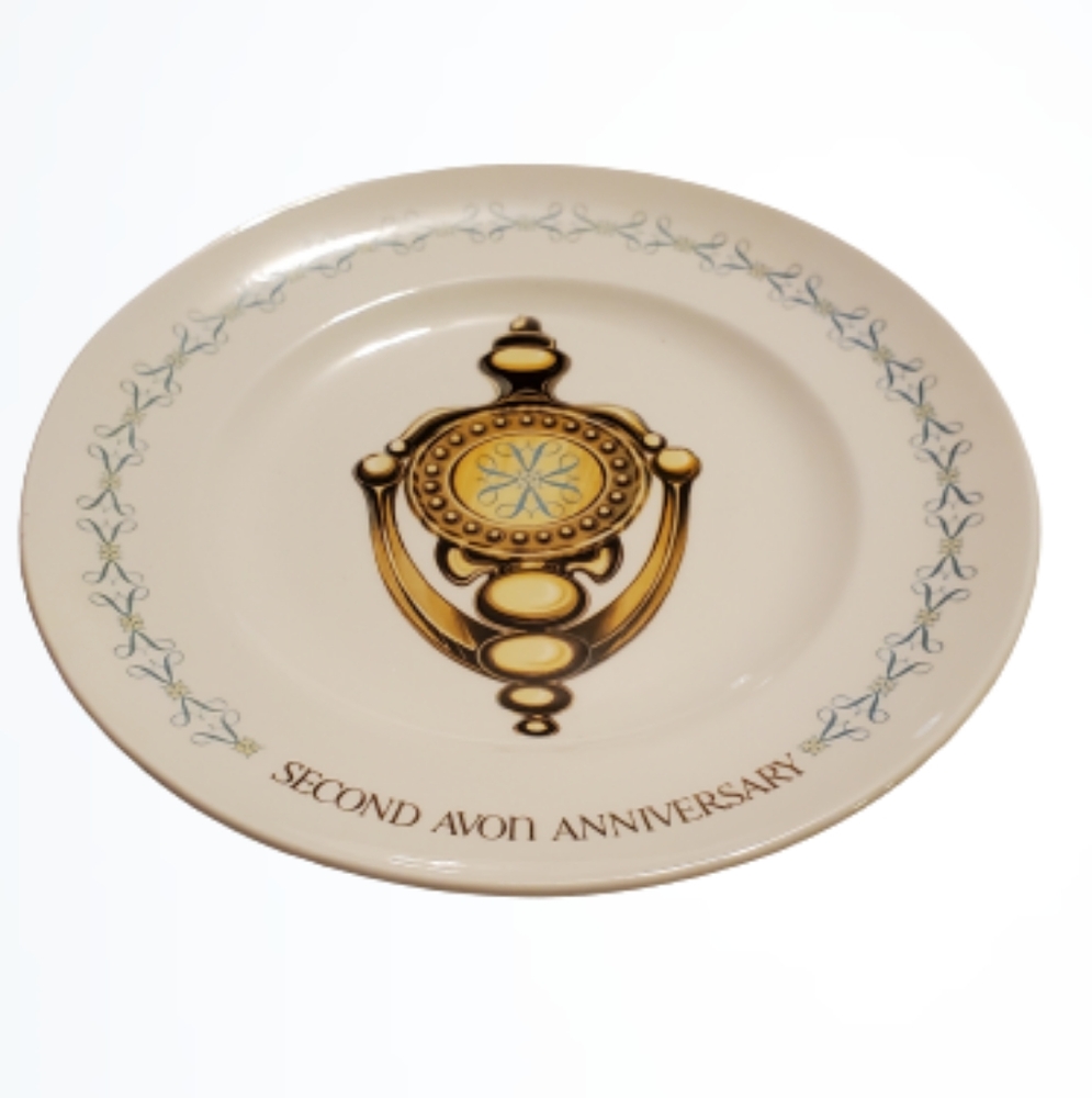 Avon 2nd Anniversary Plate Enoch Wedgewood Tunstall, LTD, England Gold White